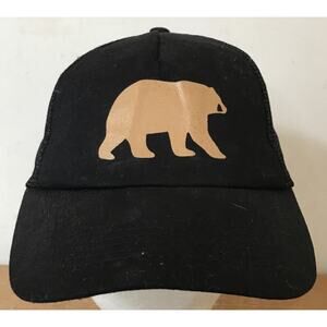 Vintage Style Hipster Bear Print Black Mesh Trucker Cap Hat One Size Snapback